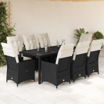 9-osaline aiam&ouml;&ouml;bli komplekt patjadega, must, pol&uuml;rotang