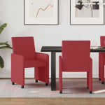 Ratastega S&ouml;&ouml;gi-toolid 2 tk Veinipunane 57 x 66 x 94 cm