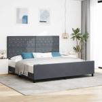 Voodiraam peatsiga tumehall 200 x 200 cm samet