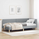Nurga voodiraam peatsiga Helehall 80 cm x 200 cm Kangas ja vineer