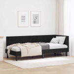 Nurga voodiraam peatsiga Must 80 cm x 200 cm Samet