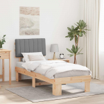 Voodiraam Pehme Peatoega peaga Helehall 75 x 190 cm Tahke m&auml;nd