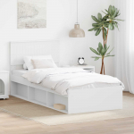 Voodiraam peatsiga Valge 90 x 190 cm Tahke m&auml;nd