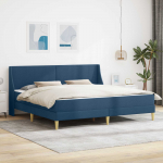 Voodiraam madratsiga peaga Sinine 180 x 200 cm Pol&uuml;ester