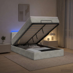 Ottomani voodi madratsi ja LED-idega Helehall 120 x 190 cm