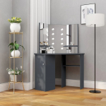 Nurga tualettlaud LED-tulega, hall, 111 x 54 x 141,5 cm