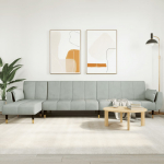 L-KUJULINE DIIVANVOODI, HELEHALL, 275 X 140 X 70 CM, SAMET
