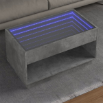 Diivanilaud LED-tuledega, betoonhall, 90x50x50cm
