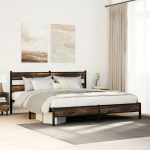 Metallist voodiraam ilma madratsita suitsutatud tamm 180x200 cm