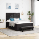 Kontinentaalvoodi madratsi ja peatsiga must 140 x 190 cm samet