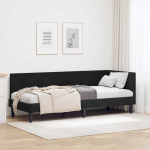 Nurga voodiraam peatsiga Must 80 cm x 200 cm Samet