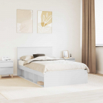 Voodiraam peatsiga Valge 120 x 190 cm Tehispuit
