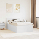 Voodiraam peatsiga valge 135 x 190 cm tehispuit