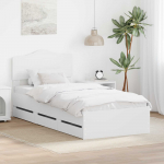 Voodiraam sahtliga peaga valge 100 x 200 cm inseneripuit