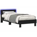 LED-lampidega voodiraam Must tamm 80 x 200 cm Tehispuit