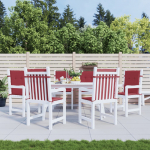 Madala seljatoega toolipadjad 6 tk punane 100x50x3 cm kangas