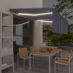 Automaatne varikatus led ja tuuleandur 4,5x3 m sinine ja valge