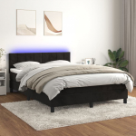 Kontinentaalvoodi madrats ja LED, must, 140x190 cm, samet