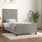 Voodiraam ilma madratsita, helehall, 90x200 cm, samet