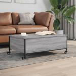 Ratastega diivanilaud, hall sonoma tamm, 91x55x34cm, tehispuit