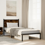 Metallist voodiraam ilma madratsita suitsutatud tamm 80x200 cm