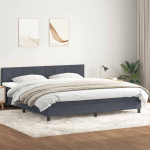 Kontinentaalvoodi madratsiga, tumehall, 180x210 cm, samet