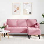 AIA DIIVAN KOOS PINGIGA JA PATJADEGA L-KUJULINE ROOSA SAMET, 3-KOHALINE DIIVAN KOOS CHAISE L-KUJULISE HELEDA ROOSA 160 CM SAMETIGA, PINK BENCH 113X57X39 CM VELVET