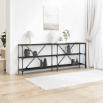 Konsoollaud riiuliga must tamm 200 x 30 x 75 cm tehispuit