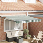 Sisset&otilde;mmatav varikatus roheline ja valge 350 x 250 cm kangas