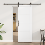 Libistav uks koos riistade komplektiga valge 73.5 x 198.5 cm tugev puit m&auml;nd