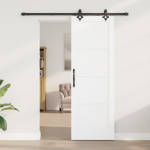Libisev uks koos tarvikute komplektiga valge 73.5x211 cm tugev m&auml;nnipuu