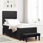 Kontinentaalvoodi madratsi ja peatsiga must 100 x 200 cm samet