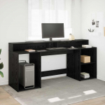 Laud LED -ribatuledega must tamm 200 x 55 x 91 cm tehispuit