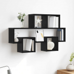Seinariiul riiuliga Must tamm 82 x 15 x 51 cm Tehispuit