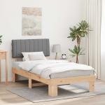 Voodiraam Pehme Peatoega peaga Helehall 100 x 200 cm Tahke m&auml;nd