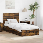 Laos voodi peaga Suitsetatud tamm 90 x 200 cm Tehispuit