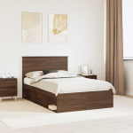 Voodiraam peatsiga Pruun tamme 120 x 200 cm Tahke m&auml;nd