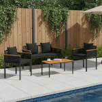 V&auml;lis m&ouml;&ouml;bli komplekt padjaga 4 tk must pe rattan