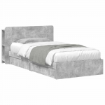 Voodiraam ladustamisega peaga Betoonhall 90 x 190 cm Tehispuit