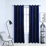 Pimendavad kardinad r&otilde;ngastega 2 tk, samet, sinine 140 x 245 cm