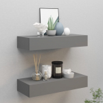 Sahtlitega seinariiulid, 2 tk, hall, 60 x 23,5 x 10 cm mdf