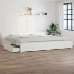 Sahtlitega voodiraam, valge, 200 x 200 cm