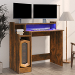 Kirjutuslaud LED-tuledega, suitsutatud tamm, 97 x 45 x 90 cm