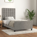 Voodiraam ilma madratsita, helehall, 90x200 cm, samet