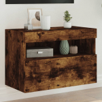 Teleri seinakapp LED-tuledega, suitsutamm, 60 x 30 x 40 cm