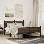 Metallist voodiraam ilma madratsita pruun tamm 140x190 cm