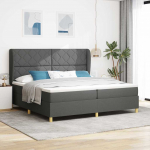 Vedrumadratsiga voodi tumehall 90x190 cm kangas peatsiga