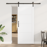 Libisev uks koos varustuskomplektiga valge 86x211 cm solidpuit plaat
