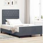 Voodiraam peatsiga tumehall 120 x 200 cm samet