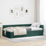 Nurga voodiraam peatsiga Tume rohelise 90 cm x 190 cm Samet